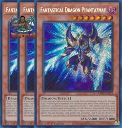 Yugioh 3x Fantastical Dragon Phantazmay Alt Art RA02-EN013 Secret Rare 1st Ed NM - Image 1