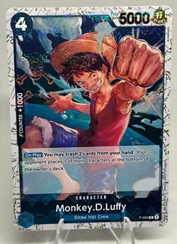 ONE PIECE Monkey D.Luffy P-055 Full Art English Promo Jolly Roger Foil PRB01 - Image 1