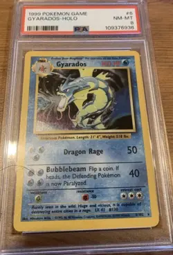 Pokemon TCG Gyarados Holo Rare Card 6/102 PSA 8 NM-Mint 1999 Base Set - Image 1