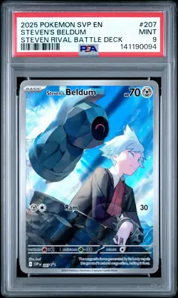 PSA 9 Steven'S Beldum IR #207 2025 Pokemon Svp En Sv Black Star Promo 141190094 - Image 1