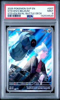 PSA 9 Steven'S Beldum #207 2025 Pokemon Svp En Sv Black Star Promo 142534520 - Image 1