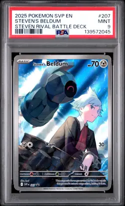 PSA 9 Steven'S Beldum #207 2025 Pokemon Svp En Sv Black Star Promo 139572045 - Image 1