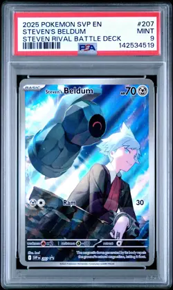 PSA 9 Steven'S Beldum IR #207 2025 Pokemon Svp En Sv Black Star Promo 142534519 - Image 1