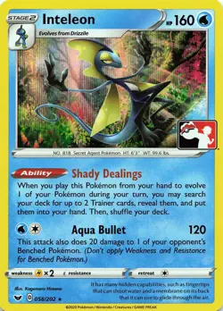 POKEMON Inteleon (058) #058/202 Holo Prize Pack Series Cards NM - Image 1