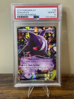 2014 Pokemon XY Phantom Forces #34 Gengar Ex PSA 10 GEM MINT - Image 1