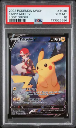 2022 POKEMON SWORD & SHIELD LOST ORIGIN #TG16 FULL ART/PIKACHU V PSA 10 - Image 1