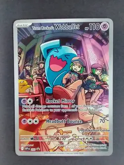 Pokemon Center Team Rocket's Wobbuffet SVP 203 PC ETB Exclusive Stamped Promo - Image 1