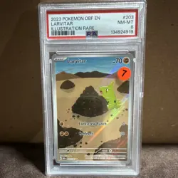 Pokemon Larvitar 203/197 SV03: Obsidian Flames Illustration Rare Holo PSA 8 - Image 1