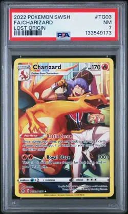 2022 Pokemon Sword Shield Lost Origin Charizard PSA 7 Full Art #TG03/TG30 - Image 1