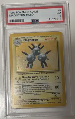 1999 Pokemon Base Set Unlimited #9 Magneton-Holo PSA 7 - Image 1