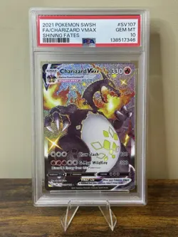 2021 POKEMON SWORD & SHIELD SHINING FATES #SV107 FULL ART/CHARIZARD VMAX PSA 10 - Image 1