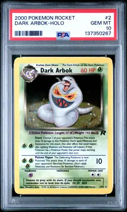 2000 POKEMON ROCKET #2 DARK ARBOK-HOLO PSA 10 - Image 1