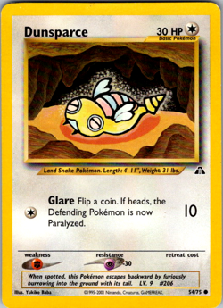 Pokemon Dunsparce Neo Discovery 54/75 Common 30 HP Regular Basic English - Image 1