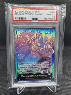 2024 One Piece OP01-060 Donquixote Doflamingo Leader Holo Rare PSA 10 Blue Deck - Image 1