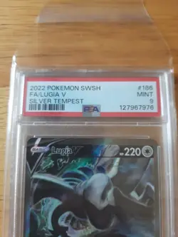 2022 Pokemon Lugia v Silver Tempest 186/195 Alt Art Ultra Rare PSA 9 Mint - Image 2