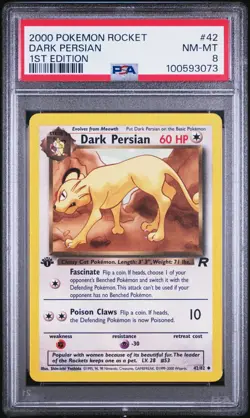 Dark Persian - 1st Edition 42/82 Team Rocket - WOTC 2000 - Pokemon TCG - PSA 8 - Image 1