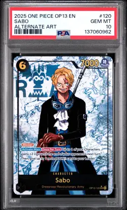 2025 ONE PIECE OP13 120 CARRYING ON HIS WILL SABO SEC ALT ART PARALLEL PSA 10 - Image 1