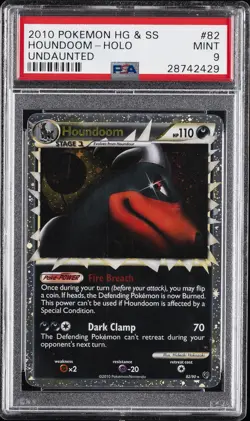 2010 POKEMON HEARTGOLD & SOULSILVER UNDAUNTED #82 HOUNDOOM-HOLO PSA 9 - Image 1