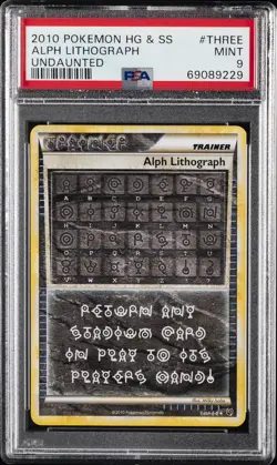 2010 POKEMON HEARTGOLD & SOULSILVER UNDAUNTED #THREE ALPH LITHOGRAPH PSA 9 - Image 1