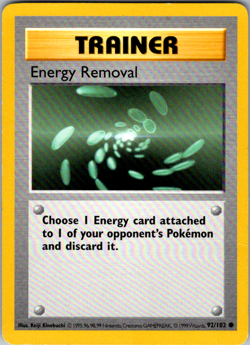 Energy Removal 92/102 Base Set WOTC 1999 Vintage Pokemon TCG Card - Image 1