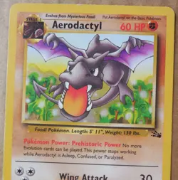 Aerodactyl 16/62 Rare Non-Holo Fossil Set Pokemon Card couple small creases MP - Image 2