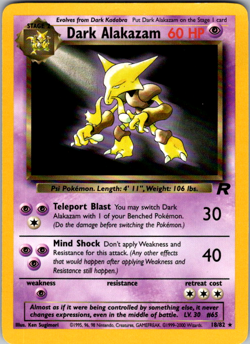 Dark Alakazam 18/82 Team Rocket Rare Unlimited WOTC Pokemon TCG Card - Image 1