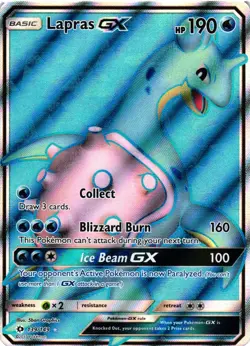 Pokemon TCG Lapras GX Full Art Holo Ultra Rare Card 139/149 SM Base Set NM - Image 1