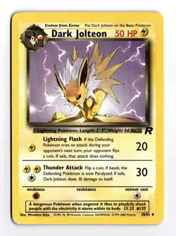 Dark Jolteon Unlimited 38/82 Team Rocket Pokemon Regular Card TCG LP - Image 1