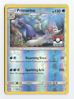 Primarina 041/149 Reverse Holo Pokemon League Promo Pokemon Card LP/MP - Image 1