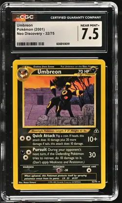 CGC 7.5 Umbreon 2001 Neo Discovery 32/75 Pokemon Card - Image 1