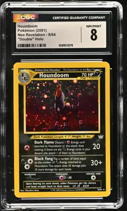 CGC 8 Houndoom 2001 Neo Revelation 8/64 "Double" Holo Pokemon Card - Image 1