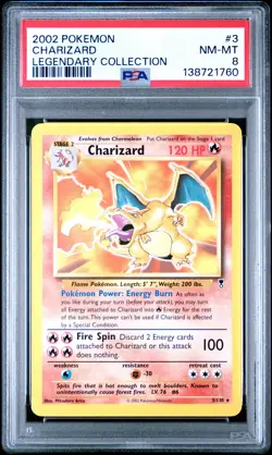 2002 POKEMON LEGENDARY COLLECTION #3 CHARIZARD PSA 8 - Image 1