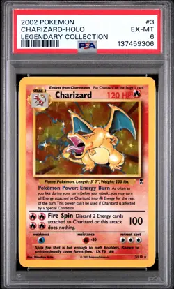 2002 POKEMON LEGENDARY COLLECTION #3 CHARIZARD-HOLO PSA 6 - Image 1