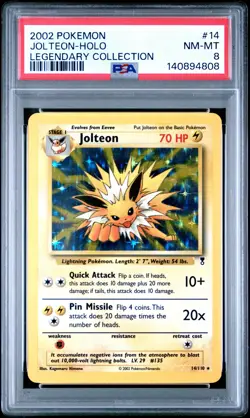 2002 POKEMON LEGENDARY COLLECTION #14 JOLTEON-HOLO PSA 8 - Image 1