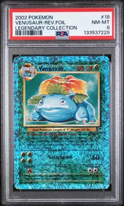 2002 Pokemon Legendary Collection Set Break #18 Venusaur Rev. Foil PSA 8 (T229) - Image 1