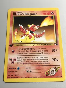 LP Blaine's Magmar Gym Heroes 1st Ed (Nice Condition) Vintage Pokemon - Image 2