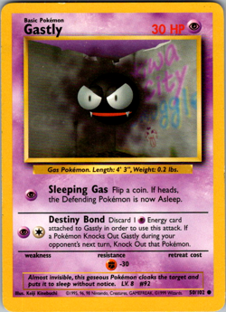 Gastly 50/102 Base Set 4th Print 1999 WOTC Vintage Pokemon TCG Card - Image 1