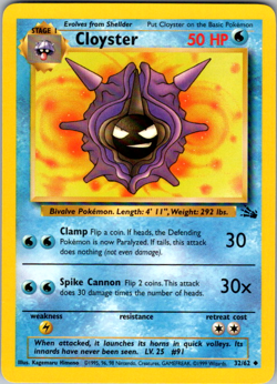 Pokemon TCG Cloyster Fossil set 32/62 Uncommon card WOTC 1999 non holo - Image 1