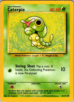 Caterpie 68/130 Base Set 2 Vintage WOTC 1999 Pokemon Card Original Common - Image 1