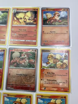 9 Card Lot Growlithe Arcanine Reverse Holo common Pokemon TCG - Image 2