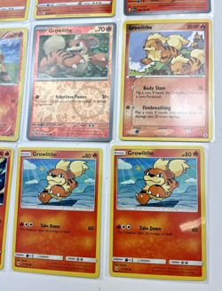 9 Card Lot Growlithe Arcanine Reverse Holo common Pokemon TCG - Image 3