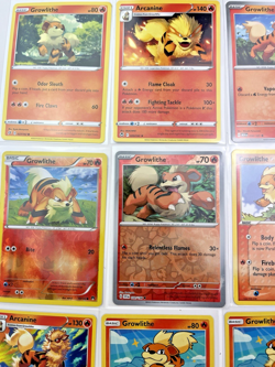 9 Card Lot Growlithe Arcanine Reverse Holo common Pokemon TCG - Image 4