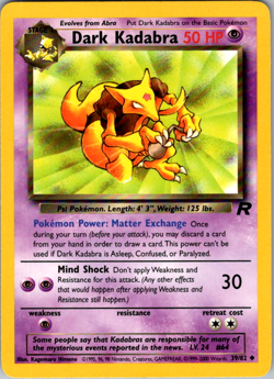 Dark Kadabra 39/82 Team Rocket Uncommon WOTC Vintage Pokemon TCG Card - Image 1