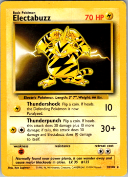 Electabuzz 20/102 Base set set Non Holo Rare Vintage WOTC Pokemon Card - Image 1