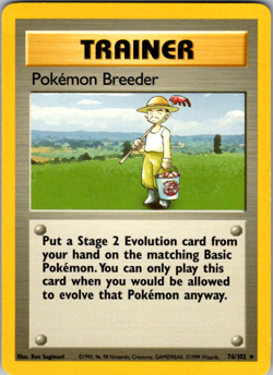Pokemon Breeder 76/102 Base Set Rare WOTC 1999 Vintage Pokemon TCG Card - Image 1
