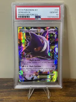2014 Pokemon XY Phantom Forces #34 Gengar Ex PSA 10 GEM MINT - Image 1