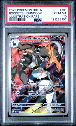 ROCKET'S HOUNDOOM 2025 Pokemon SV Destined Rivals #191 Illustration Rare PSA 10 - Image 1