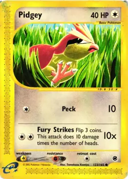 Pokemon TCG Pidgey 123/165 Expedition Base Set Vintage E-Reader MP/HP - Image 1