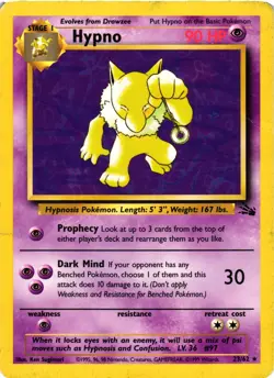Pokemon TCG Hypno Fossil 23/62 Regular Unlimited Rare DMG - Image 1