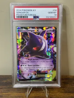 2014 Pokemon XY Phantom Forces #34 Gengar Ex PSA 10 GEM MINT - Image 1